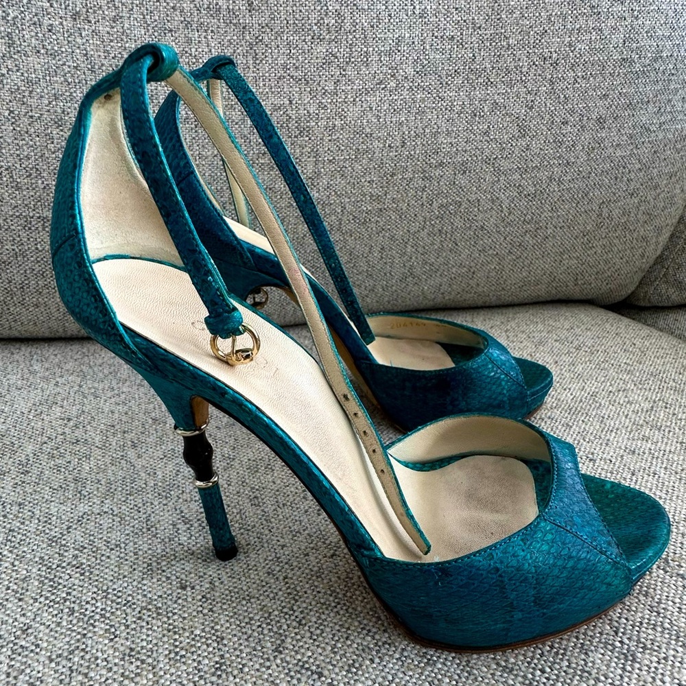 Authentic Gucci genuine snake skin high heels